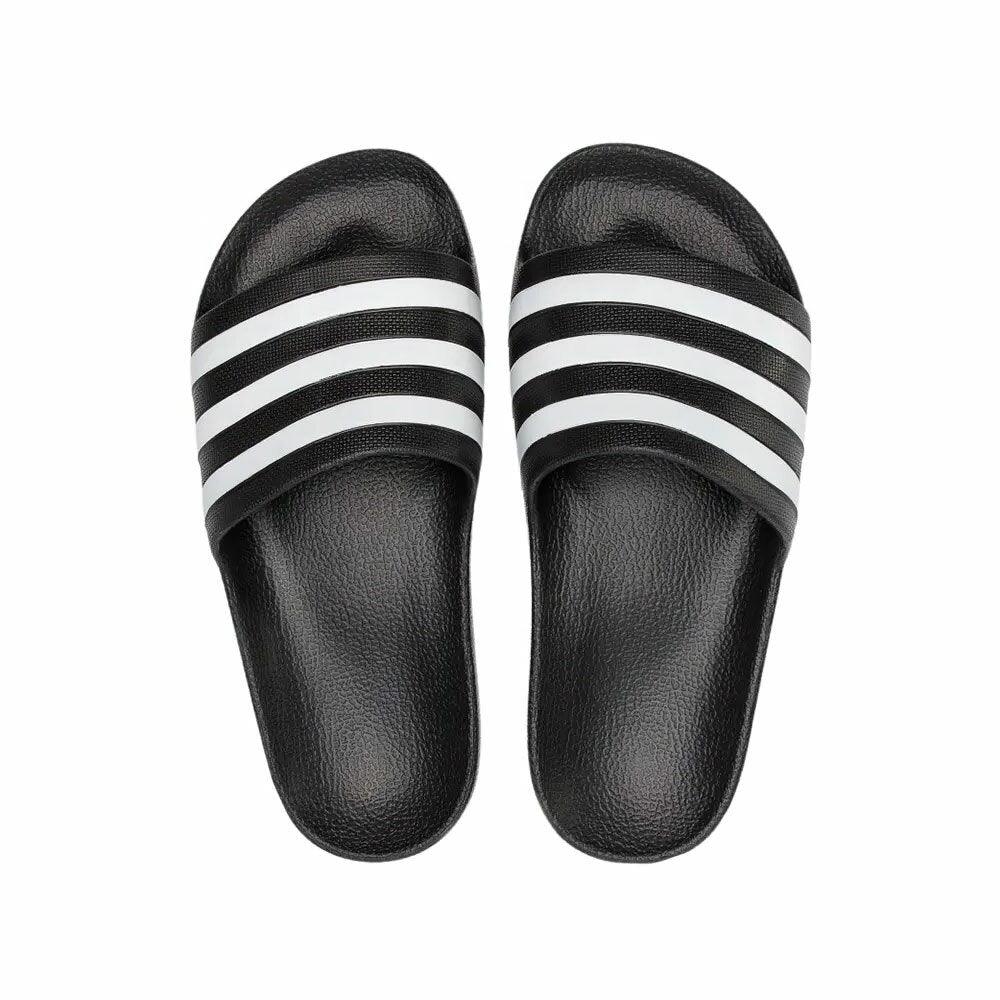 Adidas Sandals Mens Size 8 Black White Slides Flip Flops Adilette Comfort |  eBay